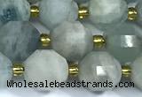 CCB1290 15 inches 9mm - 10mm faceted aquamarine gemstone beads