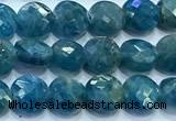 CCB1321 15 inches 6mm faceted coin apatite gemstone beads