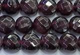 CCB1324 15 inches 6mm faceted coin red garnet beads