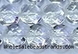 CCB1330 15 inches 8mm faceted coin white crystal beads