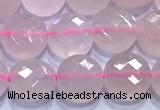 CCB1332 15 inches 8mm faceted coin rose quartz beads