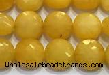 CCB1343 15 inches 8mm faceted coin jade beads