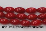 CCB135 15.5 inches 5*8mm rice red coral beads strand wholesale