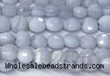 CCB1367 15 inches 4mm faceted coin blue lace agate beads