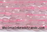 CCB1371 15 inches 4mm faceted coin rose quartz beads