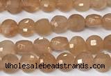 CCB1376 15 inches 4mm faceted coin sunstone beads