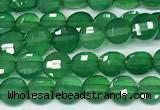 CCB1380 15 inches 4mm faceted coin green agate beads