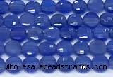 CCB1381 15 inches 4mm faceted coin blue agate beads