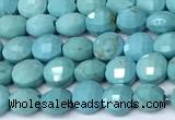 CCB1386 15 inches 4mm faceted coin turquoise beads