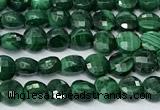 CCB1391 15 inches 4mm faceted coin malachite beads