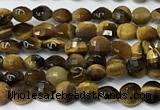 CCB1393 15 inches 4mm faceted coin yellow tiger eye beads