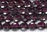 CCB1395 15 inches 4mm faceted coin red garnet beads