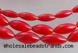 CCB14 5pcs 15.5 inches rice shape red coral beads Wholesale