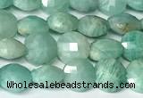 CCB1406 15 inches 6mm faceted coin amazonite beads