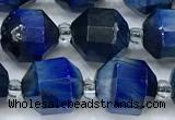 CCB1480 15 inches 9mm - 10mm faceted blue tiger eye beads