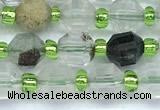 CCB1571 15 inches 5mm - 6mm faceted phantom gemstone beads