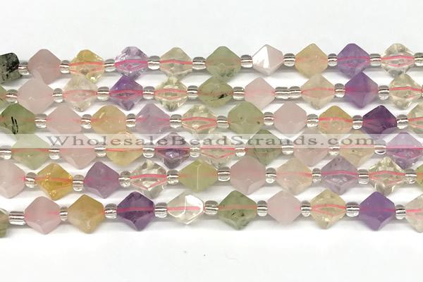 CCB1606 15 inches 10mm faceted mixed quartz beads