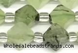 CCB1612 15 inches 10mm faceted green rutilated quartz beads