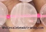 CCB502 15.5 inches 16mm coin rose quartz beads wholesale