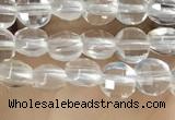 CCB530 15.5 inches 4mm faceted coin white crystal beads