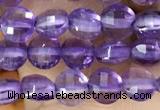 CCB531 15.5 inches 4mm faceted coin amethyst gemstone beads