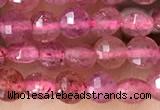 CCB532 15.5 inches 4mm faceted coin strawberry quartz beads