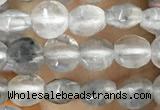 CCB533 15.5 inches 4mm faceted coin cloudy quartz beads