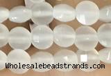 CCB542 15.5 inches 4mm faceted coin white moonstone beads