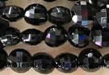 CCB549 15.5 inches 4mm faceted coin black tourmaline beads