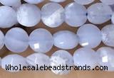 CCB551 15.5 inches 4mm faceted coin blue lace agate beads