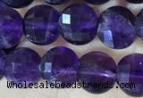 CCB601 15.5 inches 6mm faceted coin natural amethyst beads wholesale