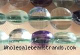 CCB605 15.5 inches 6mm faceted coin fluorite gemstone beads