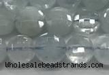 CCB700 15.5 inches 6mm faceted coin aquamarine gemstone beads