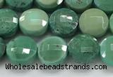 CCB709 15.5 inches 6mm faceted coin grass agate gemstone beads