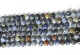 CCB755 15.5 inches 8mm faceted coin blue dumortierite beads