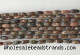 CCB810 15.5 inches 5*12mm rice leopard skin jasper beads wholesale