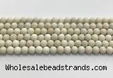 CCB825 15.5 inches 8mm round matte ivory jasper gemstone beads wholesale