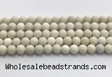 CCB826 15.5 inches 10mm round matte ivory jasper gemstone beads wholesale