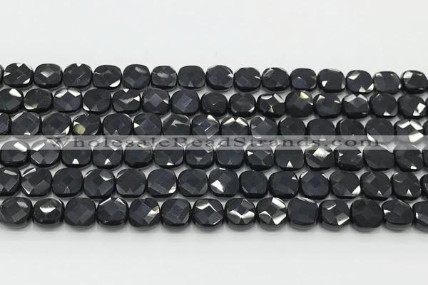 CCB913 15.5 inches 8*8mm faceted square black onyx beads