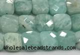 CCB975 15.5 inches 6*6mm faceted square amazonite  beads