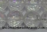 CCC415 15.5 inches 14mm faceted round AB-color white crystal beads