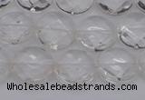 CCC502 15.5 inches 8mm faceted coin natural white crystal beads