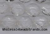 CCC504 15.5 inches 12mm faceted coin natural white crystal beads