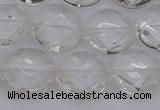 CCC505 15.5 inches 14mm faceted coin natural white crystal beads