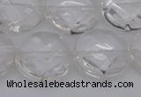 CCC509 15.5 inches 22mm faceted coin natural white crystal beads