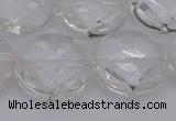 CCC510 15.5 inches 25mm faceted coin natural white crystal beads