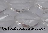 CCC527 15.5 inches 20*30mm twisted & faceted teardrop white crystal beads