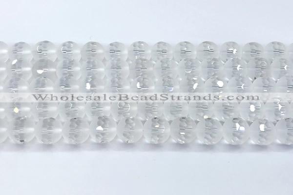 CCC642 15 inches 10mm faceted round white crystal beads