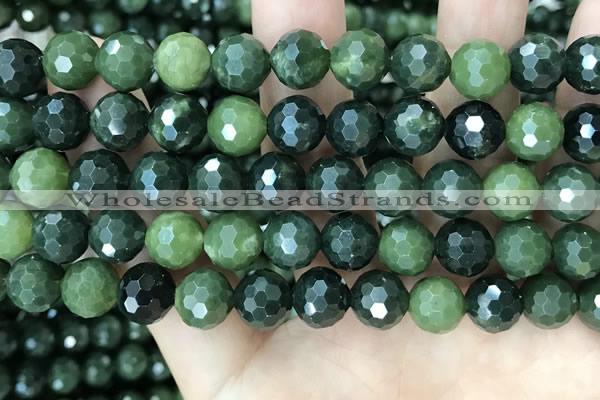 CCJ339 15.5 inches 10mm faceted round China green jade beads