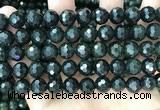 CCJ346 15.5 inches 12mm faceted round dark green jade beads